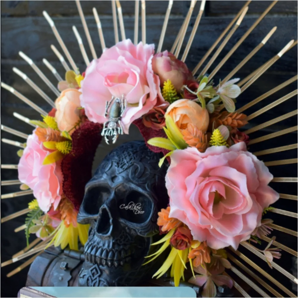 Day of The Dead Floral Tall Crown - Picture 6 of 7